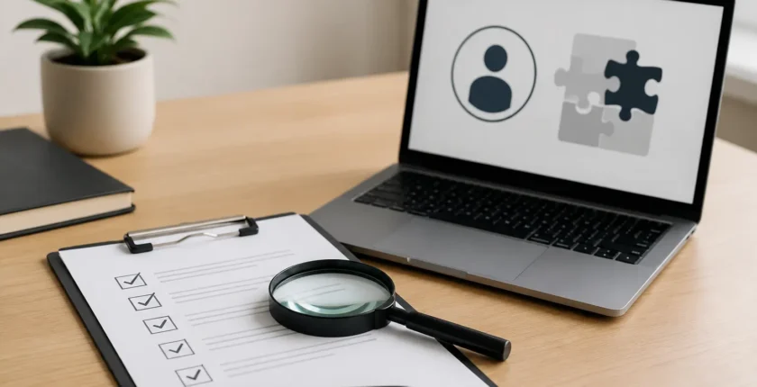 Senior executive reviewing a contract and business documents on a desk while conducting due diligence on a fractional engagement